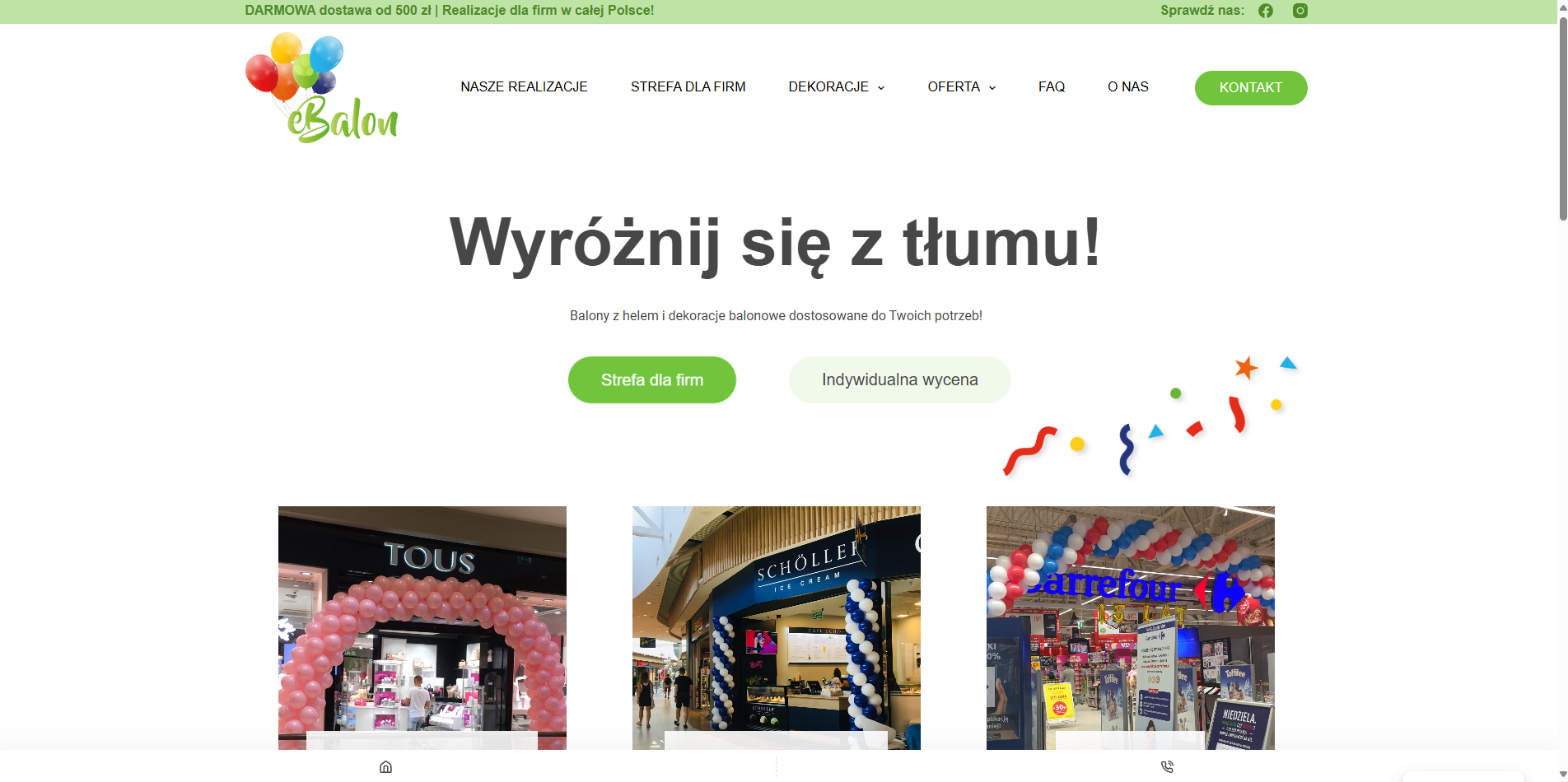 e balon landing page